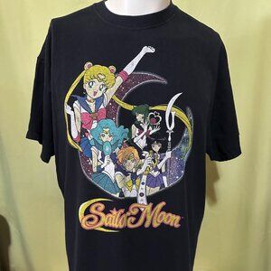 Sailor Moon Chibiusa Sailor Mercury Men's Black T Shirt Size XL Sailor Pluto Sai